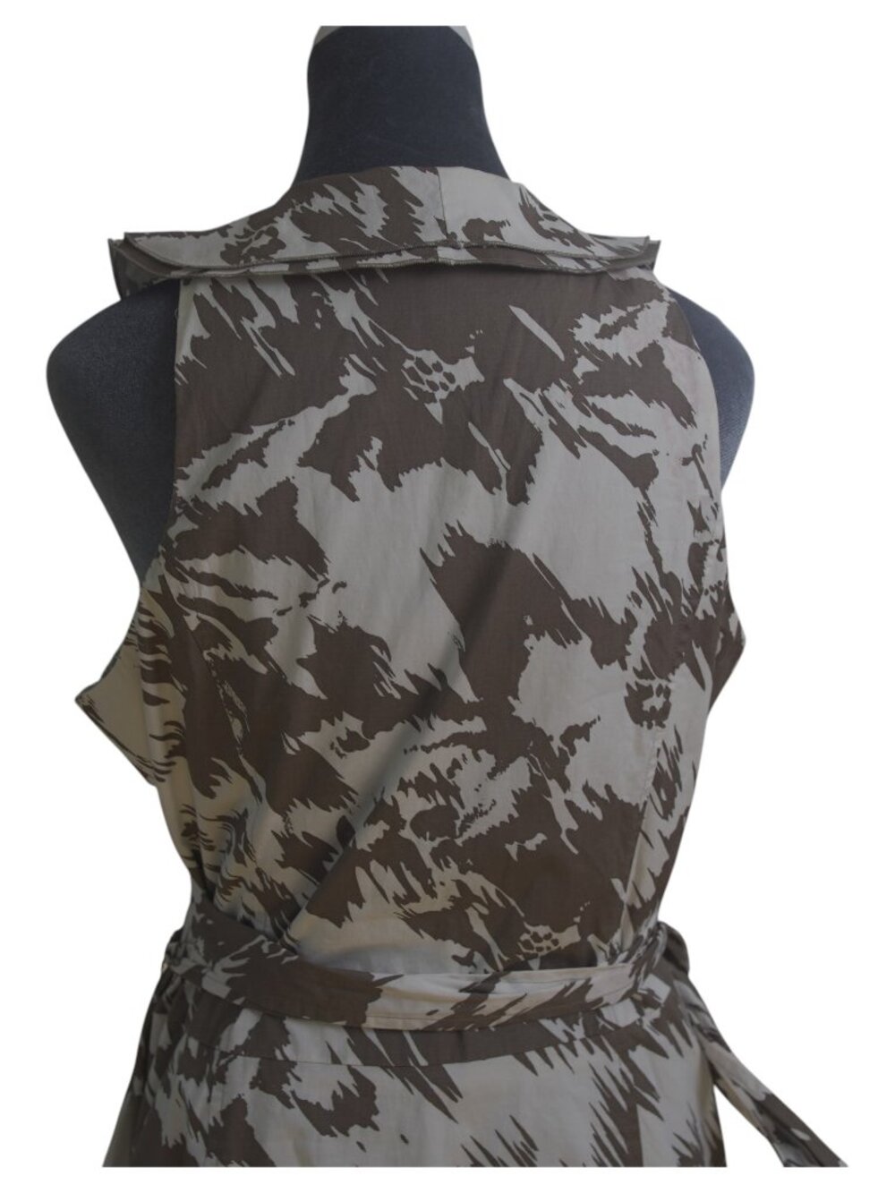 Ann Taylor Faux Wrap Fit & Flare Dress 14 Neutral Abstract Print Feminine EUC - Picture 7 of 15